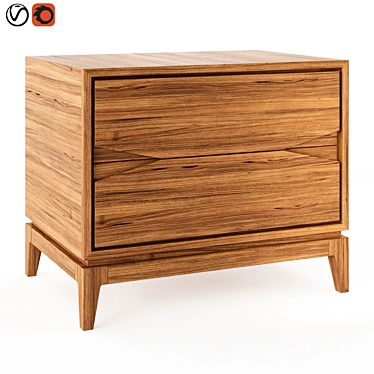 Contemporary Walnut Bedside Table 3D model image 1 