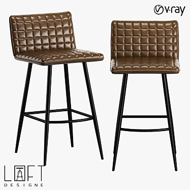 Industrial Leather Bar Stool 2158 3D model image 1 