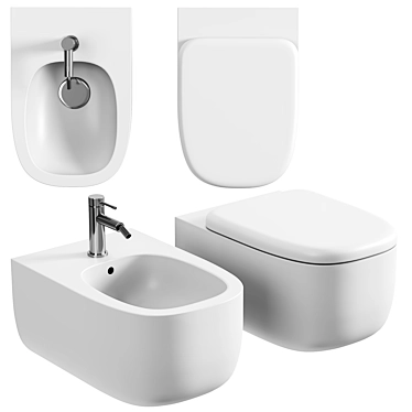 Modern Rimless Wall-Hung Toilet 3D model image 1 