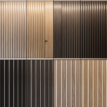 Brass Inlay Wood Wall Panels 3D model image 1 