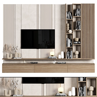 Modular 4K TV Wall Unit 3D model image 1 