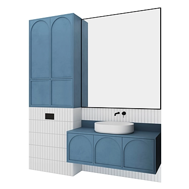 Modern Bathroom Set: Vanity Sink, Mirror, Faucet 3D model image 1 