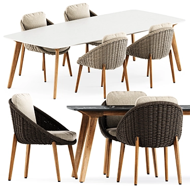 Modern Outdoor Dining Set: Lido Cord Chair & Torsa Teak Table 3D model image 1 