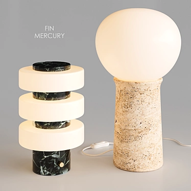 Mercury Travertine Table Lamp Set 3D model image 1 