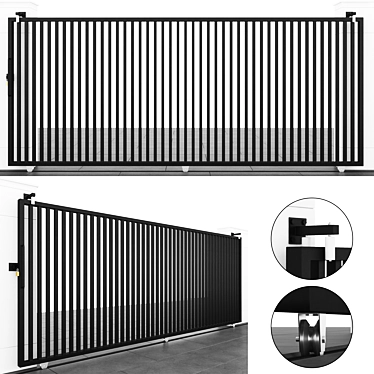 Stainless Steel Slider Gate - Black 3D model image 1 