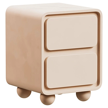 Minimalist Cobb Beige Nightstand 3D model image 1 