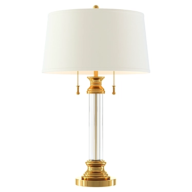 Elegant Antique Brass Glass Lamp 3D model image 1 