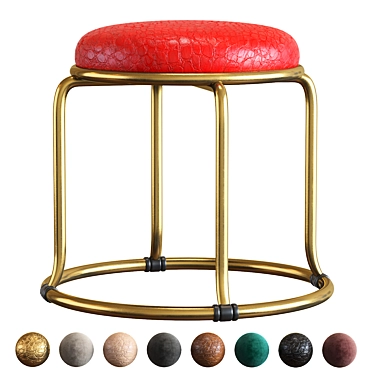 Plush Velvet Ottoman with Metal Legs 3D model image 1 