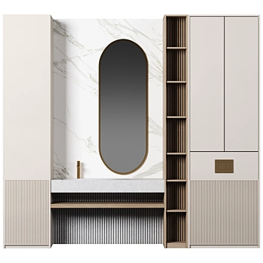 Modular Bathroom Cabinet Set 3D model image 1 