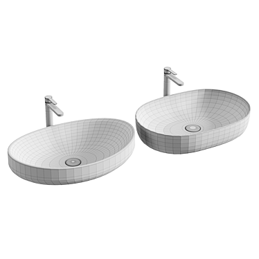 Modern White Basin Set Duo 3D model image 1 