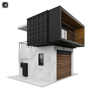 Modern Container Concrete House Model 3D model image 1 