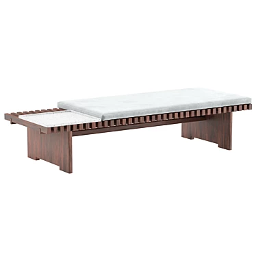 Modern Wooden Coffee Table Bench 3D model image 1 