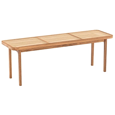 Modern Oak Bench with Upholstered Seat 3D model image 1 