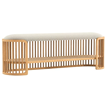 Palu Wooden Bench, 8192x8192 Texture, 156.5cm Length 3D model image 1 