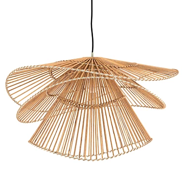Eco-friendly Bamboo Pendant Lights 3D model image 1 