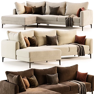 Stylish Milan Corner Sofa Set 3D model image 1 