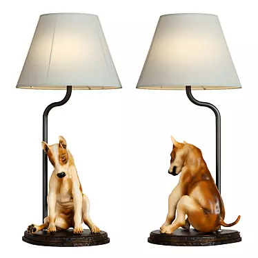 Dog Sculpture Table Lamp Velvet 3D model image 1 