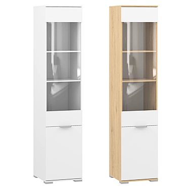 Stella Display Cabinet Oak White 3D model image 1 