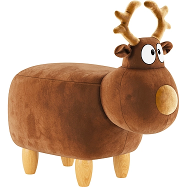 Velvet Reindeer Storage Ottoman 3D model image 1 