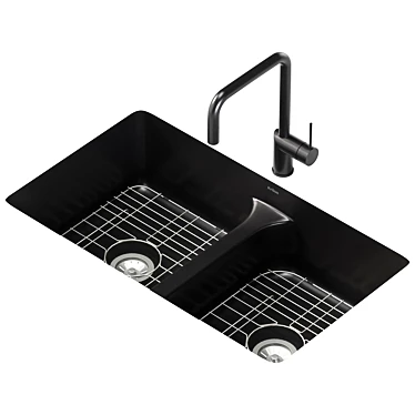 Ruvati 32" Low-Divide Stainless Sink 3D model image 1 