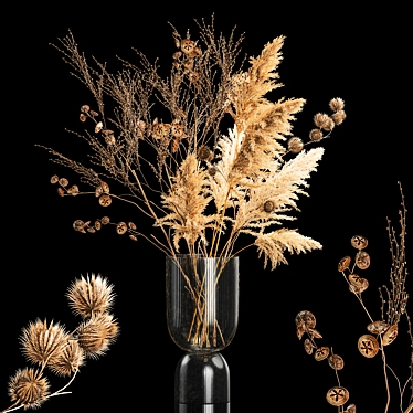 Luxury Dried Flower Vase 3D model image 1 