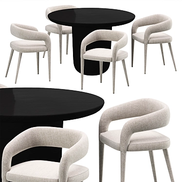 Modern Concrete Dining Set Collection 3D model image 1 