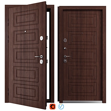 Metal Entry Door M-2 Oak 3D model image 1 