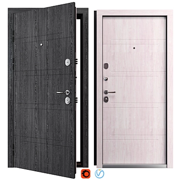 Metal Entry Door M-2 Oak (Bear) 3D model image 1 