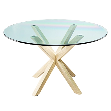 Sleek Round Glass Dining Table 3D model image 1 