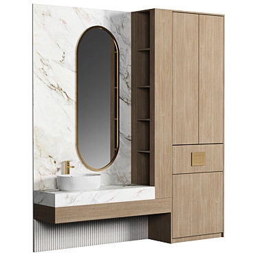 Modern Bathroom Vanity Cabinet Set 3D model image 1 