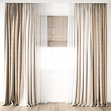 Polygonal Curtain Model Set 3D model image 1 