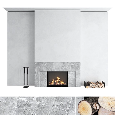 Impression 2G L Fireplace Wall Set 3D model image 1 