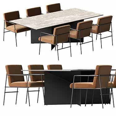 Modern Italian Dining Set Duo 3D model image 1 