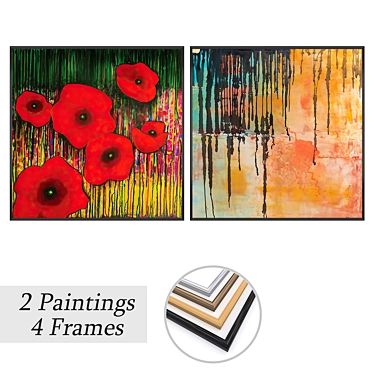 Artwork Set with Multiple Frames 3D model image 1 