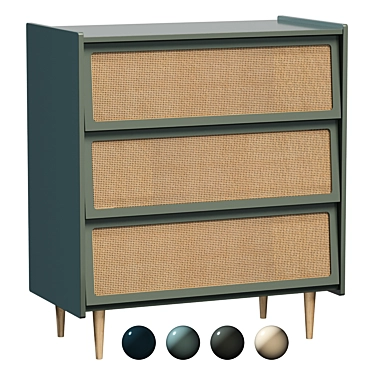 Taga Rattan-Drawer Bedside Table 3D model image 1 