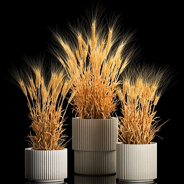 Spikelet Wheat Vase Set 3D model image 1 