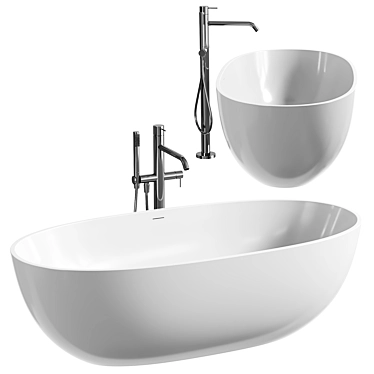 Luxury Freestanding Oval Bathtub 3D model image 1 