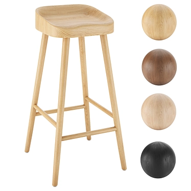  Rustic Oak Counter Stool 3D model image 1 