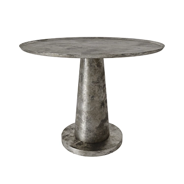 Vintage Aluminum Side Table, Brass/Nickel 3D model image 1 