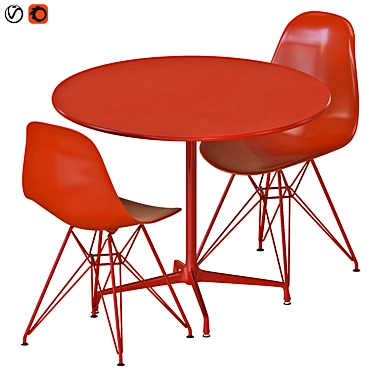 Eames Dining Set with Recycled Plastic Chairs 3D model image 1 