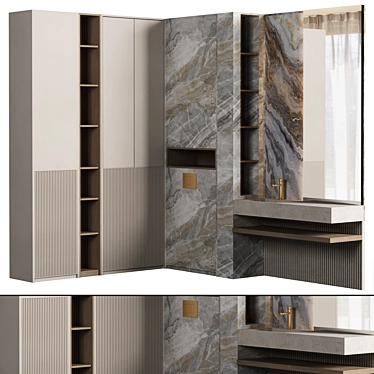 Modern Bathroom Cabinet Set 3D model image 1 