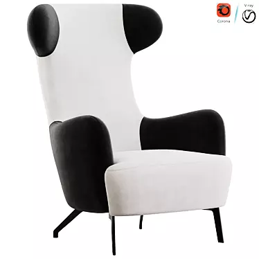 Minimalist PANDA Armchair Model in 3Ds Max 3D model image 1 