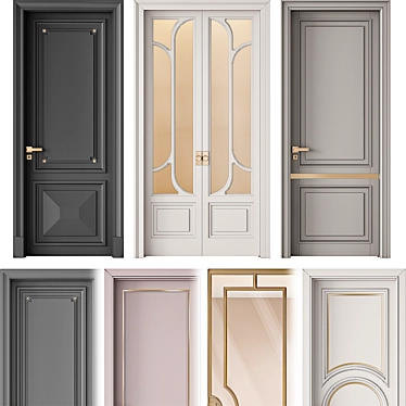 Bronze Sliding Steel Doors 3D model image 1 