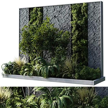 Concrete Framed Vertical Wall Garden 3D model image 1 