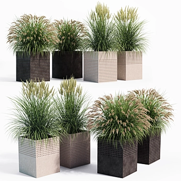 Modern Square Planters Set of 2 3D model image 1 