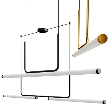 Modern Linear Pendant Lighting Fixture 3D model image 1 