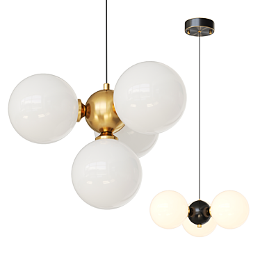 Glass Sphere Pendant Lamp, Brass Base 3D model image 1 