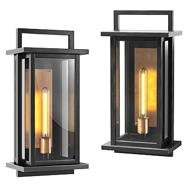 Langston Black Wall Mount Lantern 3D model image 1 