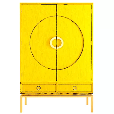  Retro Yellow Disk Cabinet | KAREutterance DESIGN 3D model image 1 