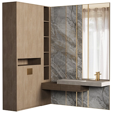 Modular Bathroom Cabinet Set 3D model image 1 